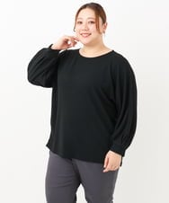 OLKKV23069 eur3(エウルキューブ) 【大きいサイズ】リップルボーダーカットソー ブラック(94)