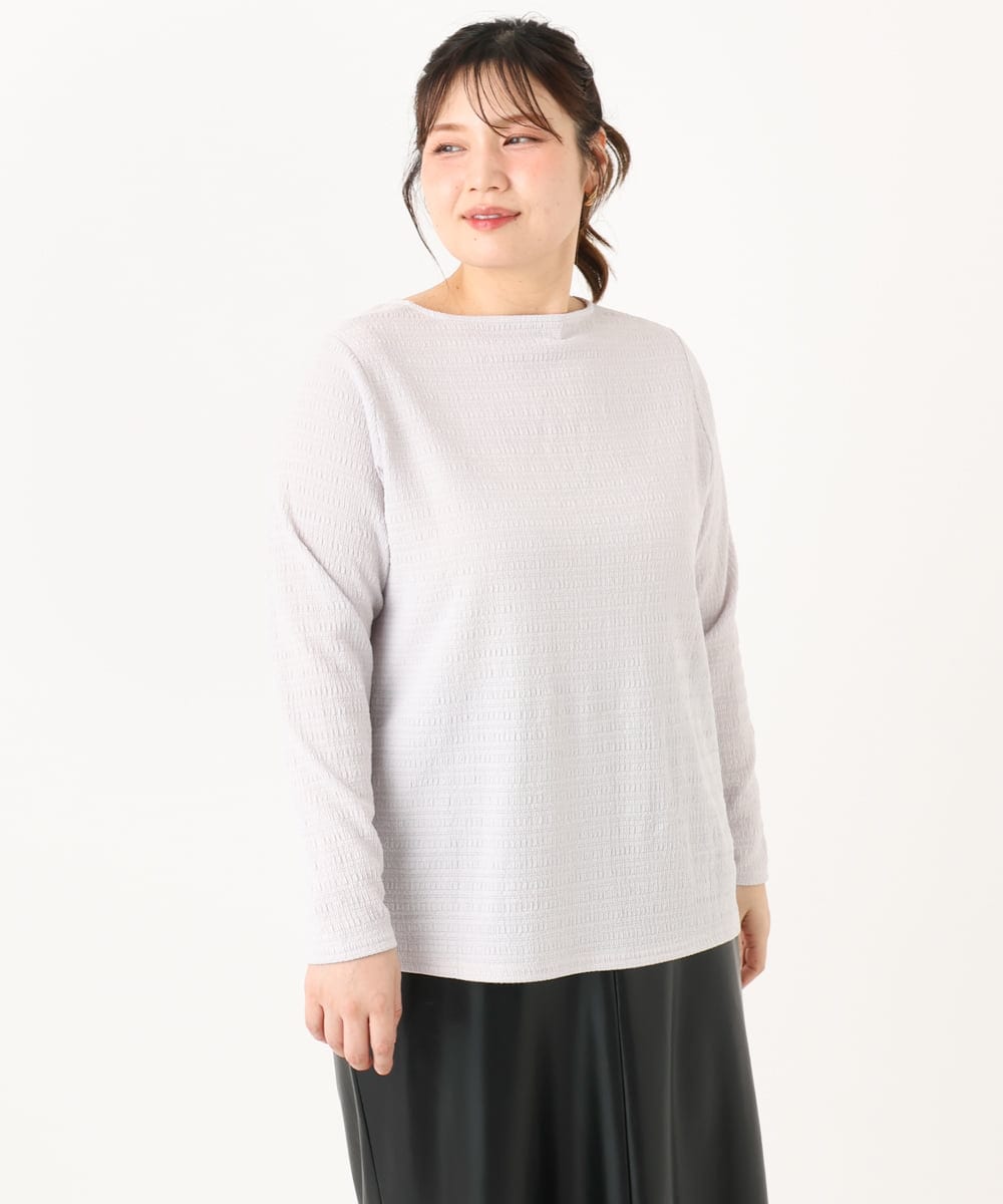 OLKLA14069 eur3(エウルキューブ) 【WEB先行販売】【大きいサイズ】ぽこぽこシャーリングトップス ラベンダー(60)