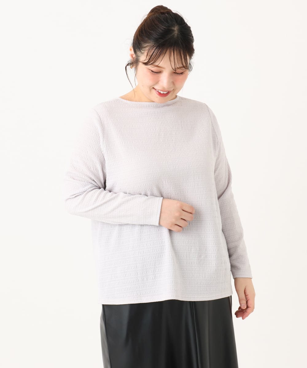 OLKLA14069 eur3(エウルキューブ) 【WEB先行販売】【大きいサイズ】ぽこぽこシャーリングトップス ラベンダー(60)