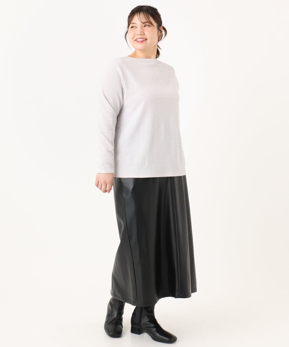 OLKLA14069 eur3(エウルキューブ) 【WEB先行販売】【大きいサイズ】ぽこぽこシャーリングトップス ラベンダー(60)