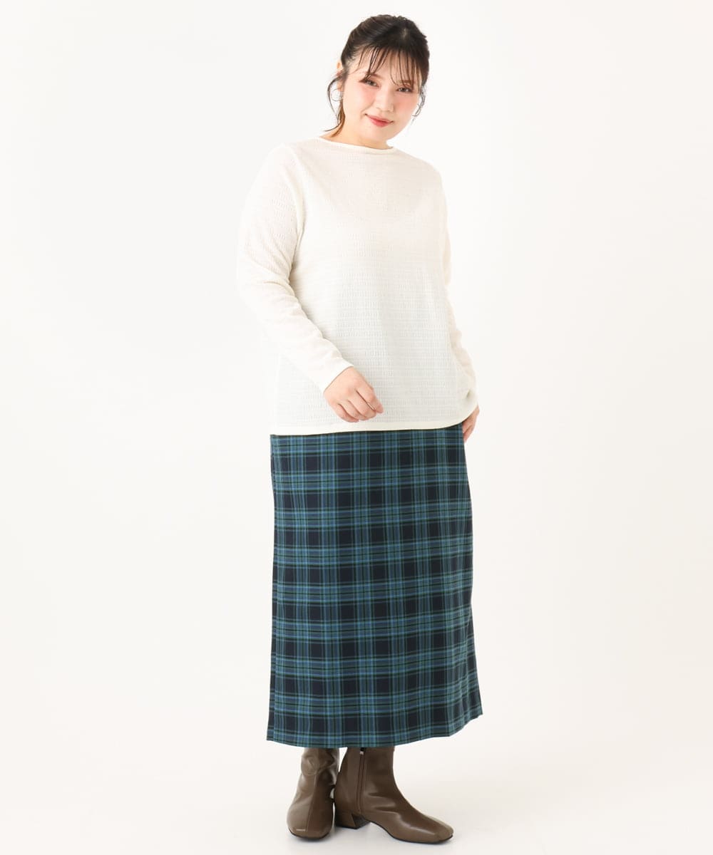 OLKLA14069 eur3(エウルキューブ) 【WEB先行販売】【大きいサイズ】ぽこぽこシャーリングトップス アイボリー(80)
