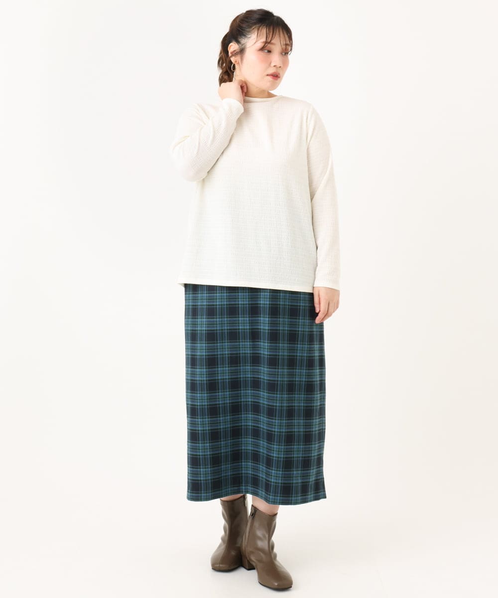 OLKLA14069 eur3(エウルキューブ) 【WEB先行販売】【大きいサイズ】ぽこぽこシャーリングトップス アイボリー(80)