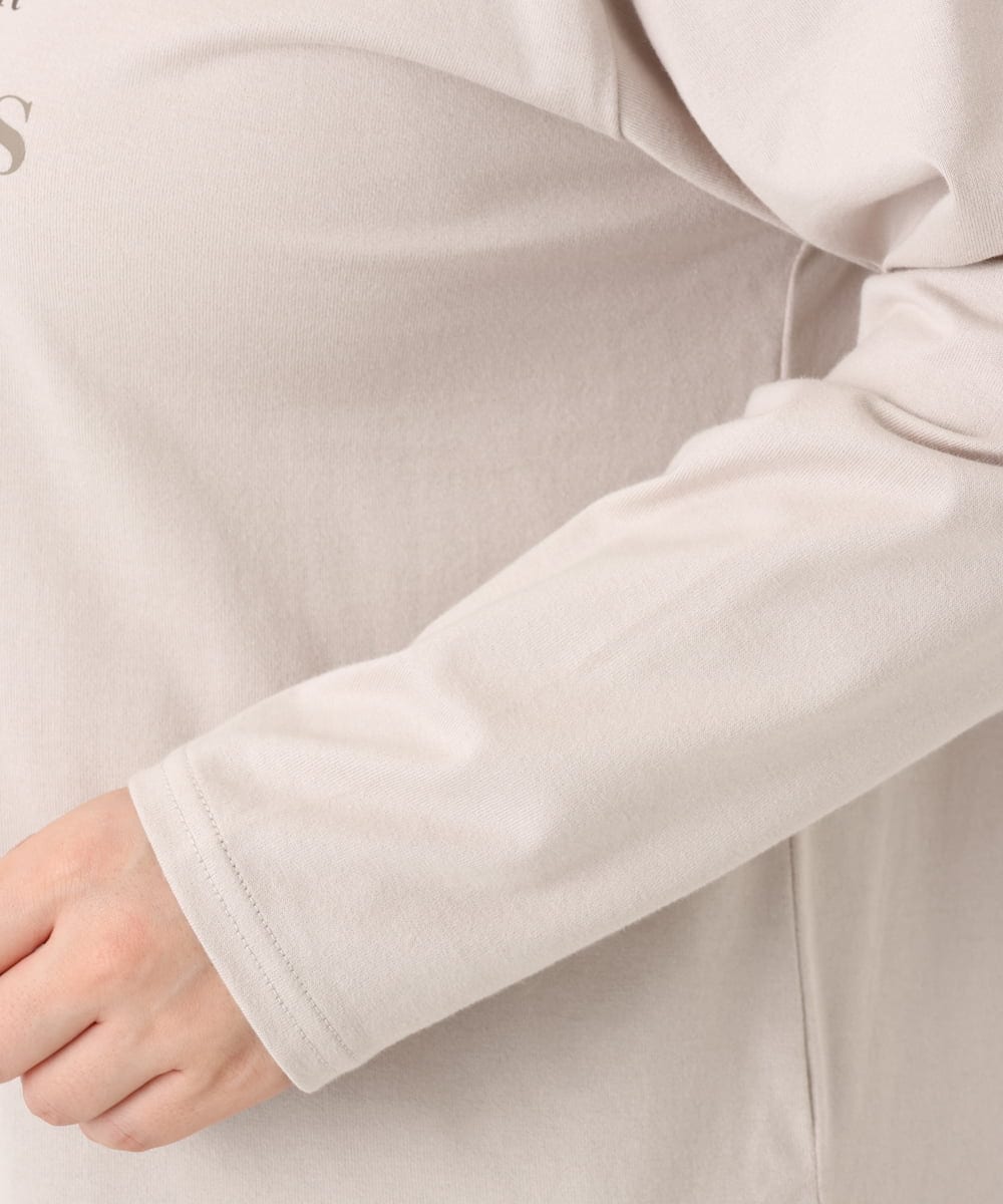 OLKLA23059 eur3(エウルキューブ) 【WEB先行販売】【大きいサイズ】ロゴプリント長袖Tシャツ グレージュ(89)