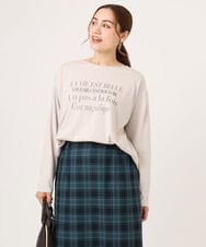 OLKLA23059 eur3(エウルキューブ) 【WEB先行販売】【大きいサイズ】ロゴプリント長袖Tシャツ グレージュ(89)