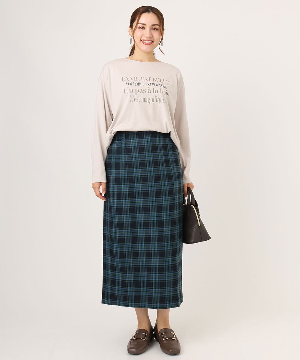 OLKLA23059 eur3(エウルキューブ) 【WEB先行販売】【大きいサイズ】ロゴプリント長袖Tシャツ グレージュ(89)