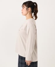 OLKLA23059 eur3(エウルキューブ) 【WEB先行販売】【大きいサイズ】ロゴプリント長袖Tシャツ グレージュ(89)
