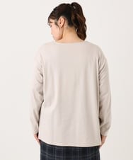 OLKLA23059 eur3(エウルキューブ) 【WEB先行販売】【大きいサイズ】ロゴプリント長袖Tシャツ グレージュ(89)