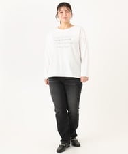 OLKLA23059 eur3(エウルキューブ) 【WEB先行販売】【大きいサイズ】ロゴプリント長袖Tシャツ ホワイト(90)