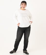 OLKLA23059 eur3(エウルキューブ) 【WEB先行販売】【大きいサイズ】ロゴプリント長袖Tシャツ ホワイト(90)