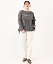 OLKLA23059 eur3(エウルキューブ) 【WEB先行販売】【大きいサイズ】ロゴプリント長袖Tシャツ ダークグレー(93)