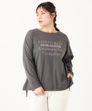 OLKLA23059 eur3(エウルキューブ) 【WEB先行販売】【大きいサイズ】ロゴプリント長袖Tシャツ ダークグレー(93)