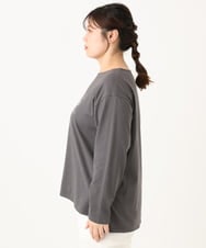OLKLA23059 eur3(エウルキューブ) 【WEB先行販売】【大きいサイズ】ロゴプリント長袖Tシャツ ダークグレー(93)