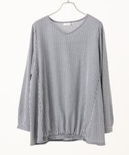 OLKLA26079 eur3(エウルキューブ) 【WEB先行販売】【大きいサイズ】シャンブレーストライプカットソー ネイビー(57)