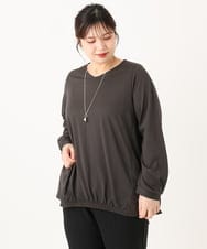 OLKLA26079 eur3(エウルキューブ) 【WEB先行販売】【大きいサイズ】シャンブレーストライプカットソー ダークグレー(93)
