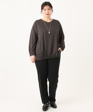 OLKLA26079 eur3(エウルキューブ) 【WEB先行販売】【大きいサイズ】シャンブレーストライプカットソー ダークグレー(93)