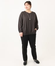 OLKLA26079 eur3(エウルキューブ) 【WEB先行販売】【大きいサイズ】シャンブレーストライプカットソー ダークグレー(93)
