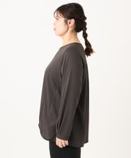 OLKLA26079 eur3(エウルキューブ) 【WEB先行販売】【大きいサイズ】シャンブレーストライプカットソー ダークグレー(93)