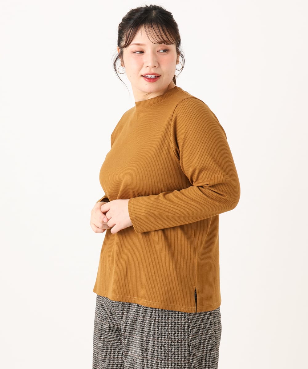 OLKLA28054 eur3(エウルキューブ) 【WEB先行販売】【大きいサイズ】プチハイネックリブカットソー マスタード(26)