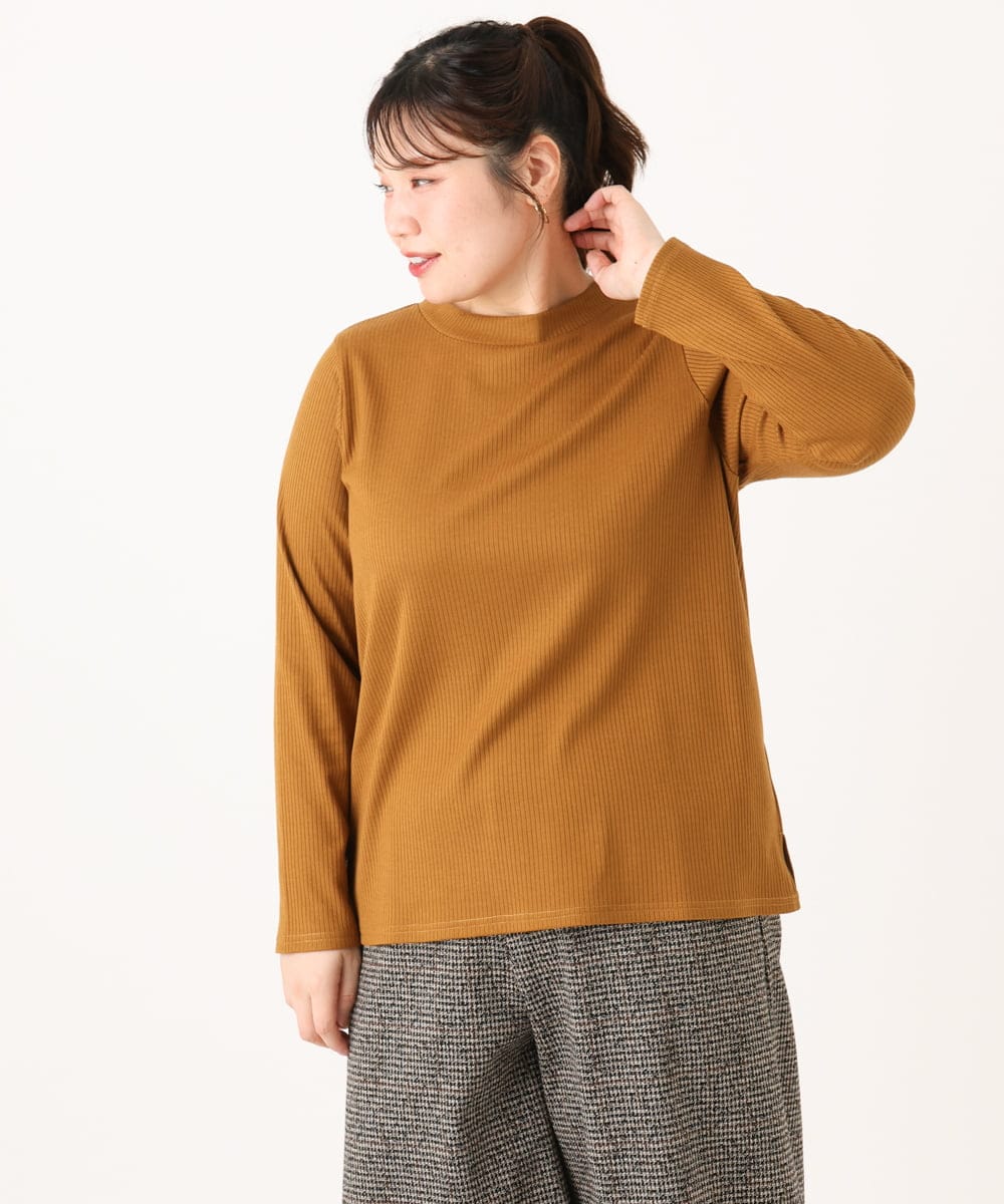 OLKLA28054 eur3(エウルキューブ) 【WEB先行販売】【大きいサイズ】プチハイネックリブカットソー マスタード(26)