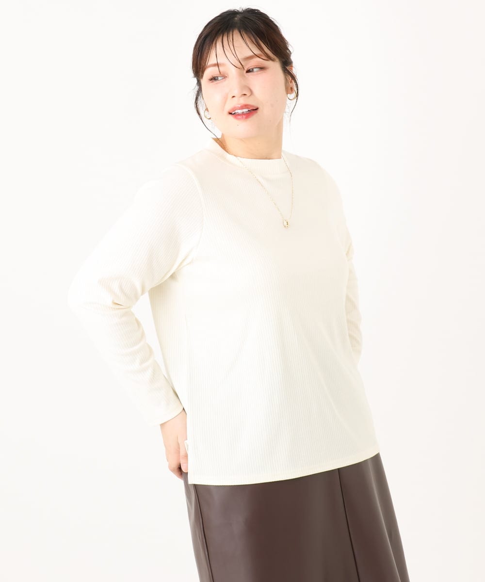 OLKLA28054 eur3(エウルキューブ) 【WEB先行販売】【大きいサイズ】プチハイネックリブカットソー ホワイト(90)