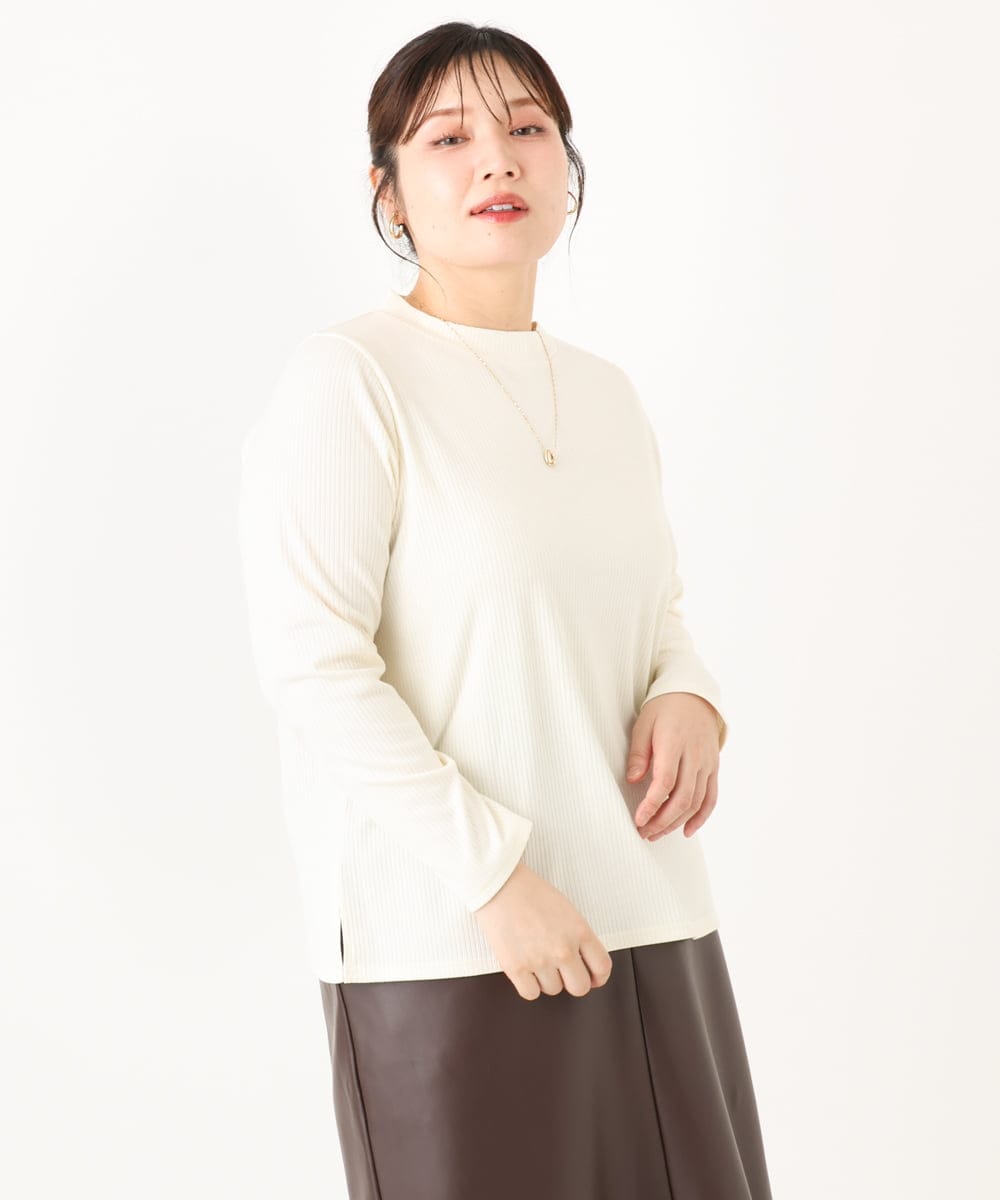OLKLA28054 eur3(エウルキューブ) 【WEB先行販売】【大きいサイズ】プチハイネックリブカットソー ホワイト(90)