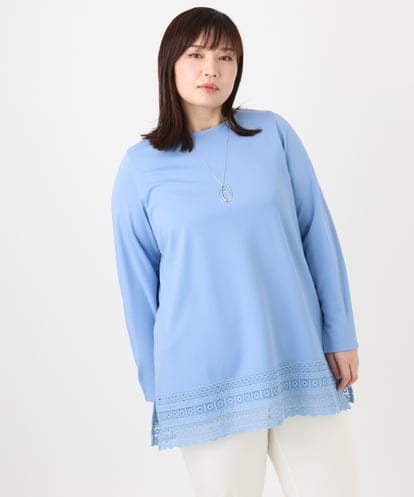 OLKLA29069  【WEB先行販売】【大きいサイズ/a.v.v×eur3】ポンチ裾レーストップス