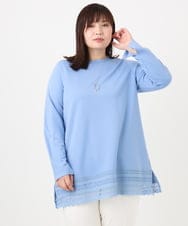 OLKLA29069 eur3(エウルキューブ) 【WEB先行販売】【大きいサイズ/a.v.v×eur3】ポンチ裾レーストップス ブルー(55)