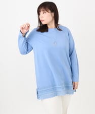 OLKLA29069 eur3(エウルキューブ) 【WEB先行販売】【大きいサイズ/a.v.v×eur3】ポンチ裾レーストップス ブルー(55)