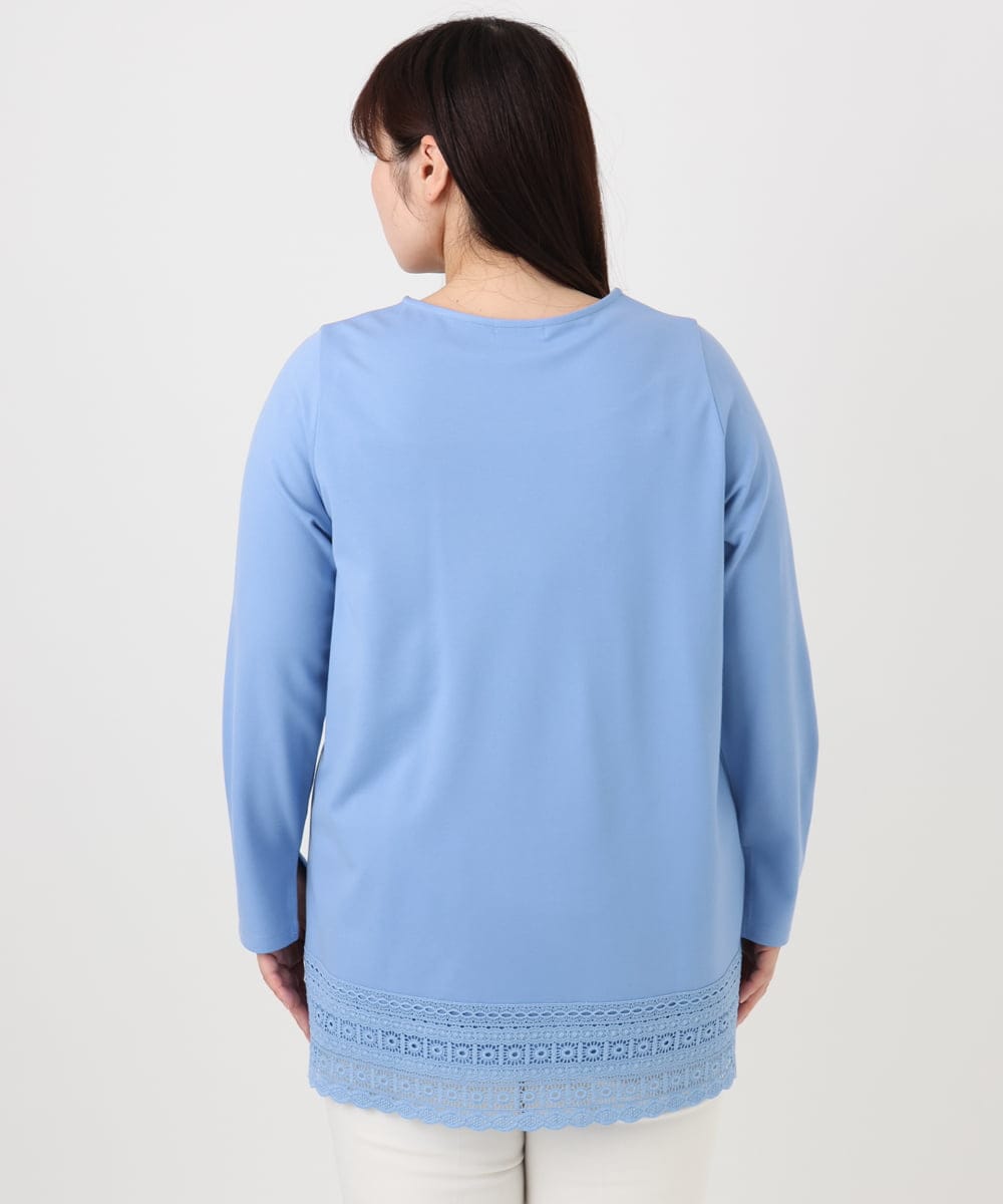 OLKLA29069 eur3(エウルキューブ) 【WEB先行販売】【大きいサイズ/a.v.v×eur3】ポンチ裾レーストップス ブルー(55)