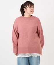 OLKLA29069 eur3(エウルキューブ) 【WEB先行販売】【大きいサイズ/a.v.v×eur3】ポンチ裾レーストップス アイボリー(80)