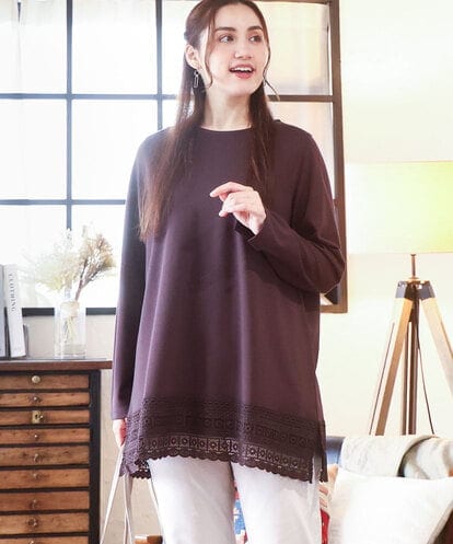 OLKLA29069 eur3 【WEB先行販売】【大きいサイズ/a.v.v×eur3】ポンチ裾レーストップス