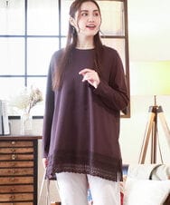 OLKLA29069 eur3(エウルキューブ) 【WEB先行販売】【大きいサイズ/a.v.v×eur3】ポンチ裾レーストップス ダークブラウン(87)