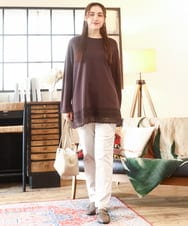 OLKLA29069 eur3(エウルキューブ) 【WEB先行販売】【大きいサイズ/a.v.v×eur3】ポンチ裾レーストップス ダークブラウン(87)