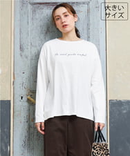 OLKLD16064 eur3(エウルキューブ) 【大きいサイズ】コットンロゴ長袖Tシャツ ホワイト