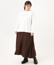 OLKLD16064 eur3(エウルキューブ) 【大きいサイズ】コットンロゴ長袖Tシャツ ホワイト