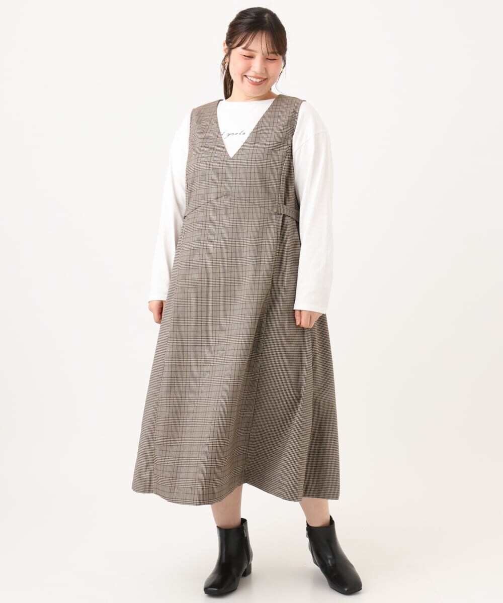 OLKLD16064 eur3(エウルキューブ) 【大きいサイズ】コットンロゴ長袖Tシャツ ホワイト