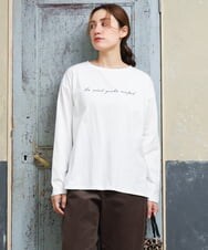 OLKLD16064 eur3(エウルキューブ) 【大きいサイズ】コットンロゴ長袖Tシャツ ホワイト