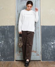 OLKLD16064 eur3(エウルキューブ) 【大きいサイズ】コットンロゴ長袖Tシャツ ホワイト