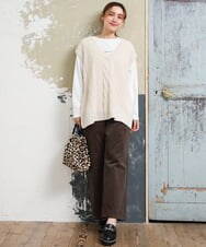 OLKLD16064 eur3(エウルキューブ) 【大きいサイズ】コットンロゴ長袖Tシャツ ホワイト
