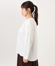 OLKLD16064 eur3(エウルキューブ) 【大きいサイズ】コットンロゴ長袖Tシャツ ホワイト