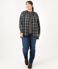 OLKLD16064 eur3(エウルキューブ) 【大きいサイズ】コットンロゴ長袖Tシャツ ダークグレー
