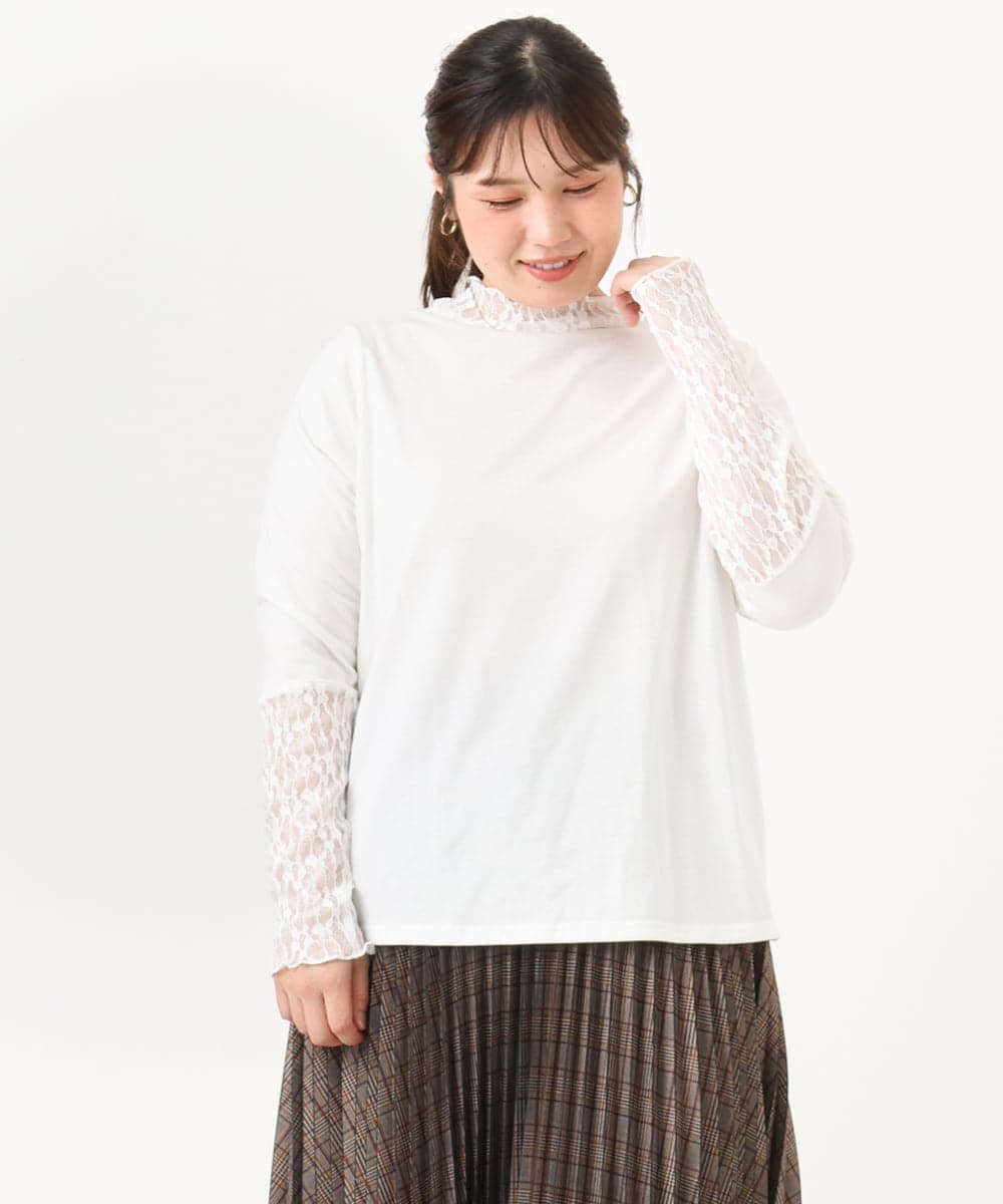 OLKLD17054 eur3(エウルキューブ) 【大きいサイズ】レースコンビトップス ホワイト
