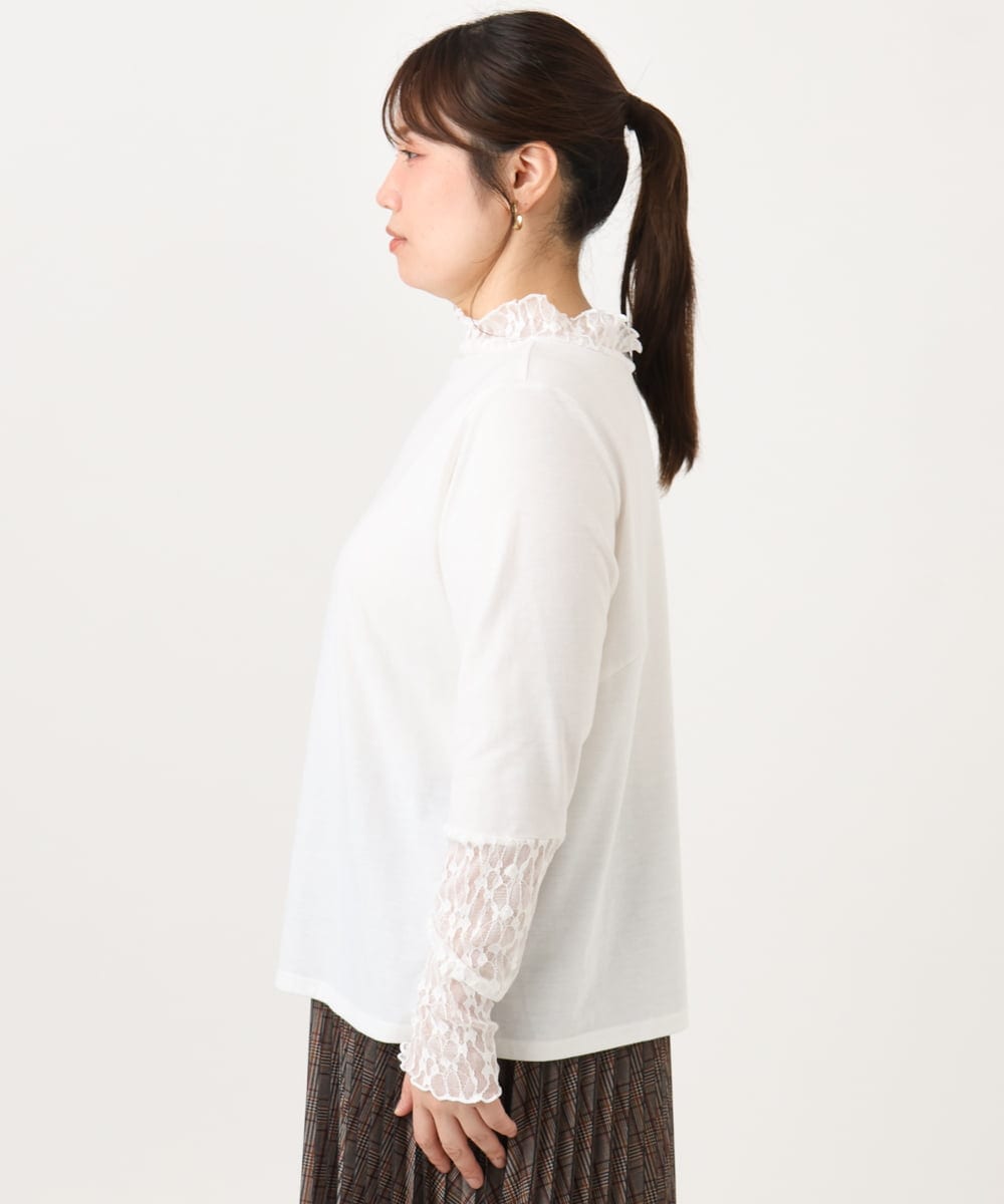 OLKLD17054 eur3(エウルキューブ) 【大きいサイズ】レースコンビトップス ホワイト