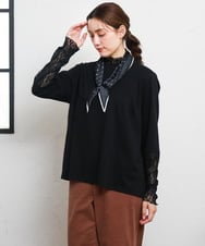 OLKLD17054 eur3(エウルキューブ) 【大きいサイズ】レースコンビトップス ブラック