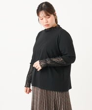 OLKLD17054 eur3(エウルキューブ) 【大きいサイズ】レースコンビトップス ブラック