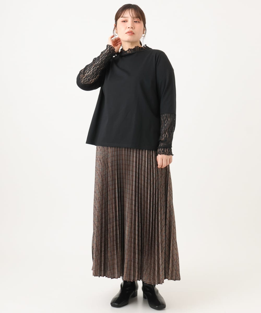 OLKLD17054 eur3(エウルキューブ) 【大きいサイズ】レースコンビトップス ブラック