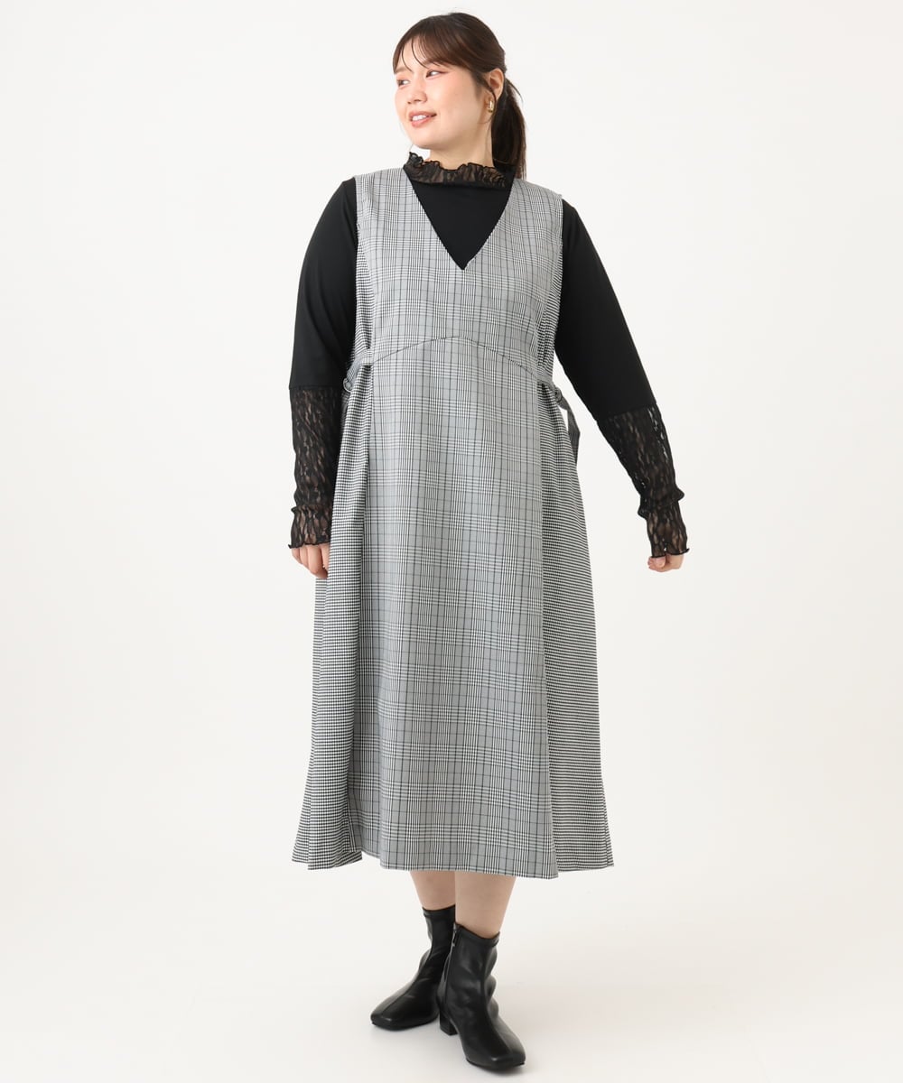 OLKLD17054 eur3(エウルキューブ) 【大きいサイズ】レースコンビトップス ブラック