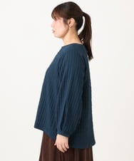 OLKLD19069 eur3(エウルキューブ) 【WEB先行販売】【大きいサイズ】千鳥ジャカードカットソー ネイビー
