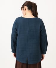 OLKLD19069 eur3(エウルキューブ) 【WEB先行販売】【大きいサイズ】千鳥ジャカードカットソー ネイビー