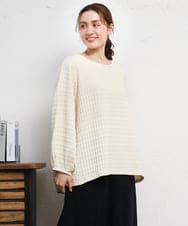 OLKLD19069 eur3(エウルキューブ) 【WEB先行販売】【大きいサイズ】千鳥ジャカードカットソー アイボリー